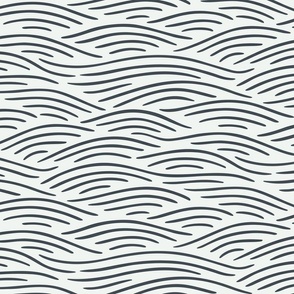 [M] Flowing waves - nautical coastal design, black lines on white