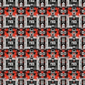 Industrial Red Grunge Abstract Blocks Pattern