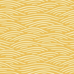 [M] Flowing waves - nautical coastal design, cream lines on sunny yellow
