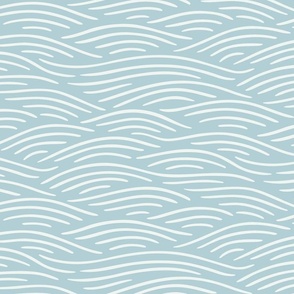 [M]  Flowing waves - nautical coastal design, white lines on pastel blue