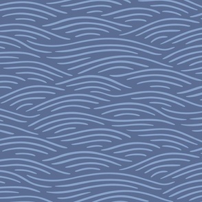 [M] Flowing waves - nautical coastal design, blue lines on dark blue gray