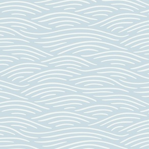 [M] Flowing waves - nautical coastal design, white lines on pale pastel blue