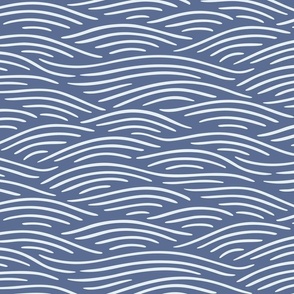 [M] Flowing waves - nautical coastal design, white lines on dark blue gray