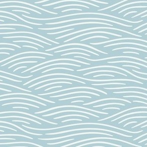 [S] Flowing waves - nautical coastal design, white lines on pastel blue