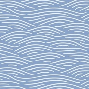 [S] Flowing waves - nautical coastal design, white lines on sky blue