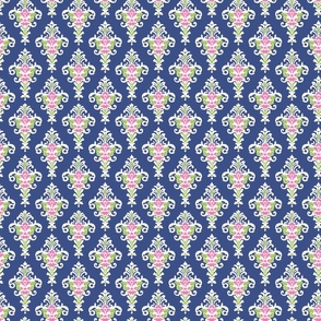 Modern Navy Damask Fusion Pattern