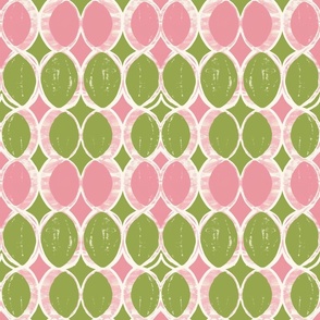 Retro Pink and Olive Egg Drop Pattern