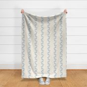 Dainty Bluebell Floral Trellis Stripe Painted in Blue with cream background