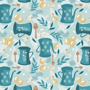 Rustic Pasta & Pitcher Pattern Textile