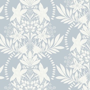 (medium) textured modern victorian art deco floral light blue white