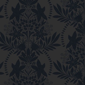 (medium) textured modern victorian art deco Floral black