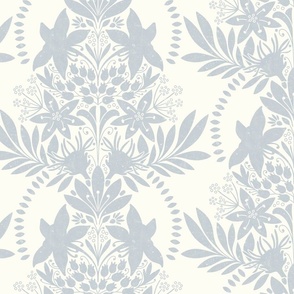 (medium) textured modern victorian art deco Floral light blue white
