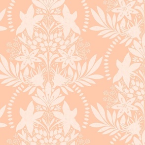 (medium) textured modern victorian art deco Floral orange peachy