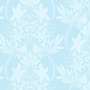 (medium) textured modern victorian art deco Floral light blue aqua