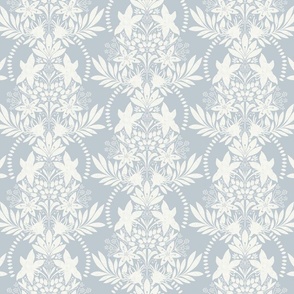 (small) textured modern victorian art deco Floral light blue white