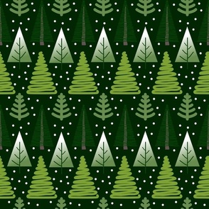 Cultivated Christmas Trees  on green