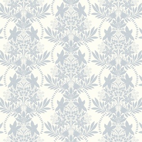 (small) textured modern victorian art deco Floral light blue white