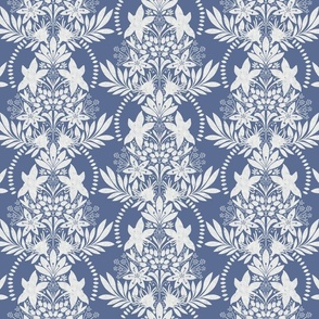 (small) textured modern victorian art deco Floral blue white