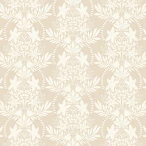 (small) textured modern victorian art deco Floral beige white