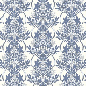(small) textured modern victorian art deco Floral blue white