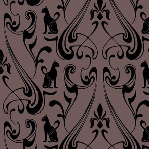 Art Nouveau - Black Cats - Pale Mauve 