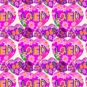 You are Loved - Colorful Pink and Purple Hearts on White Background