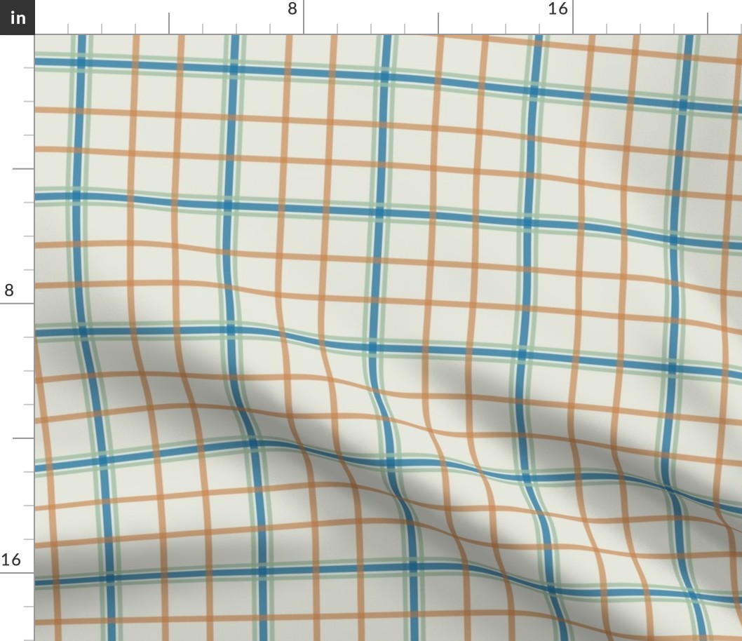 Copper Sage Teal and Eggshell Plaid