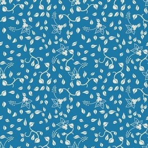 Tiny leaves and vines teal denim