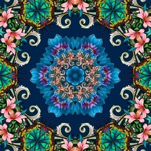 Ornate Lush Floral Symmetry Pattern