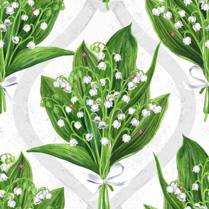 Bouquet of lilly of the valley flowers on white