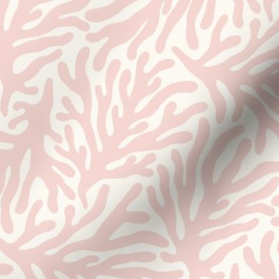 Ocean Life: Salmon Pink Coral Silhouettes on a Cream Background