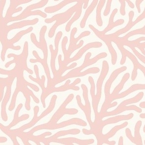 Ocean Life: Salmon Pink Coral Silhouettes on a Cream Background