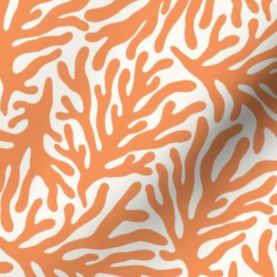 Ocean Life: Red Orange Coral Silhouettes on Cream Background