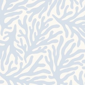 Ocean Life: Baby Blue Coral Silhouettes on a Cream Background