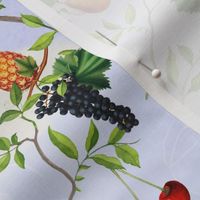 Exquisite Marie Antoinette Inspired Nostalgic Monkeys Garden & Fruit Party: Antique Chinoiserie with Grapes, Tropical Fruits, Vintage Jungle Home Decor & Wallpaper - Sky Blue Clouds 