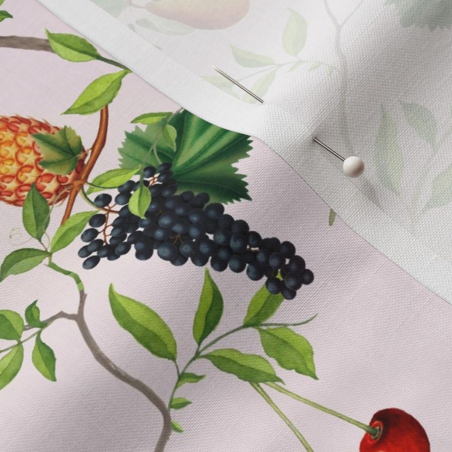 Exquisite Marie Antoinette Inspired Nostalgic Monkeys Garden & Fruit Party: Antique Chinoiserie with Grapes, Tropical Fruits, Vintage Jungle Home Decor & Wallpaper Sepia Blush Pink 