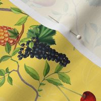 Exquisite Marie Antoinette Inspired Nostalgic Monkeys Garden & Fruit Party: Antique Chinoiserie with Grapes, Tropical Fruits, Vintage Jungle Home Decor & Wallpaper Yellow