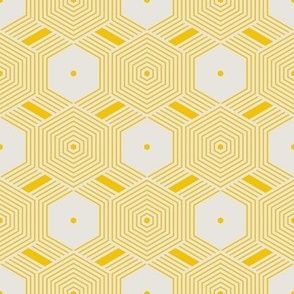 Hexagon hive, a modern geometric in yellow. Small scale