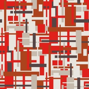 Navigating the block, a modern abstract in red. Large scale