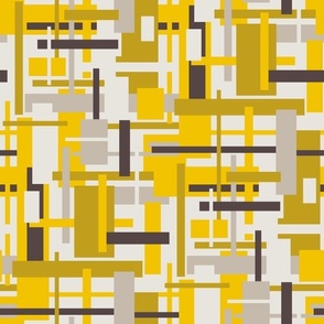 Navigating the block, a modern abstract in yellow. Large scale