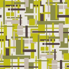 Navigating the block, a modern abstract in retro olive. Large scale