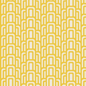 (S) Hove Pier Stripe - Abstract Retro 60s 70s Mod Geometric Arches - Yellow
