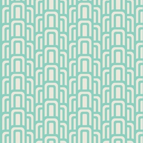 (S) Hove Pier Stripe - Abstract Retro 60s 70s Mod Geometric Arches - Aqua