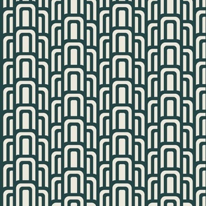 (S) Hove Pier Stripe - Abstract Retro 60s 70s Mod Geometric Arches - Black and White Monochrome