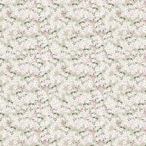 Tiny Scale Floral Jasmine Blooms Pattern | Boho Beige and White Flowers MK006
