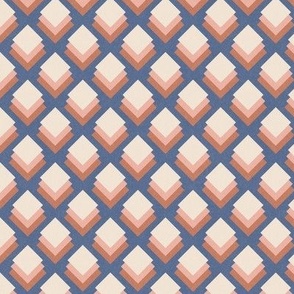 Retro Diamonds in 1960s Mod Style / Colorful Geometric Design / Medium Size in Blue Nova and Pink