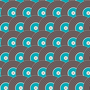 Record collection, a modern abstract in turquoise. Small scale