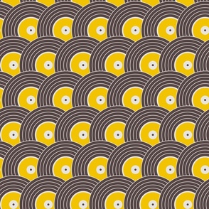 Record collection, a modern abstract in yellow. Small scale