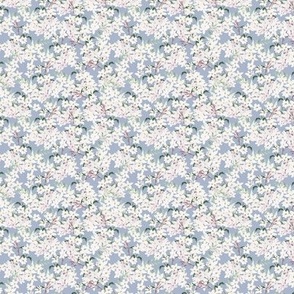 Tiny Scale Floral Jasmine Blooms Pattern | Boho Blue and White Flowers MK006