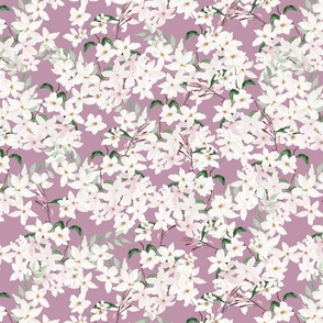 Small Scale Floral Jasmine Blooms Pattern | Boho Mauve and White Flowers MK006